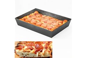 JISCULO Detroit Style Pizza Pan 10x14x2.5 (Non Stick without BPA) Replace lloyds Pizza Pan, Pre-Seasoned Detroit Authentic Pizza Pan, Hard Anodized Detroit Deep Dish Pizza Pan Two Years Free Replacement