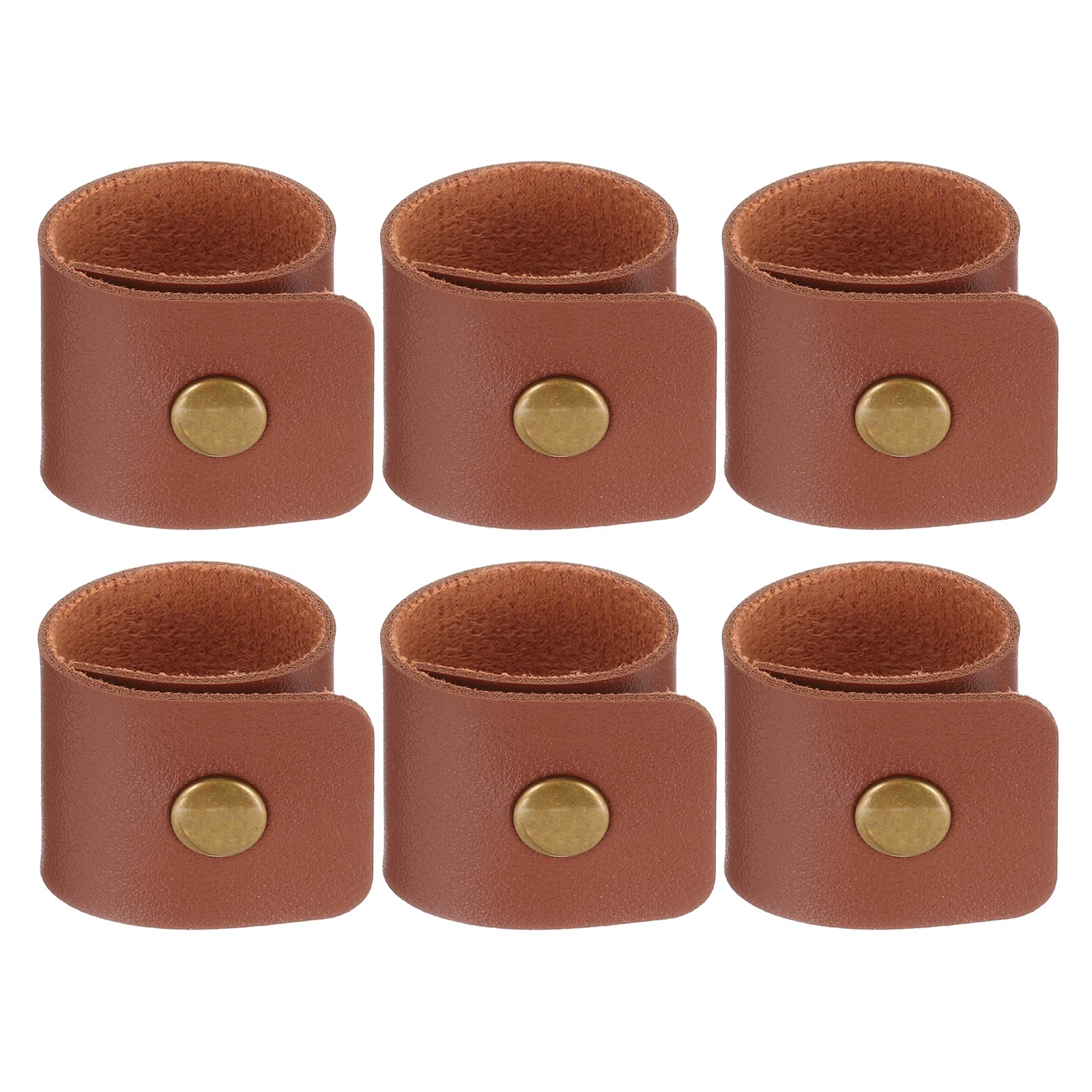 PATIKIL Napkin Rings, 6 Pcs Leather Napkin Rings Rustic Holder for Table Decor Thanksgiving Farmhouse Wedding Fall Banquets Dinner Party Ornaments Classic, Brown