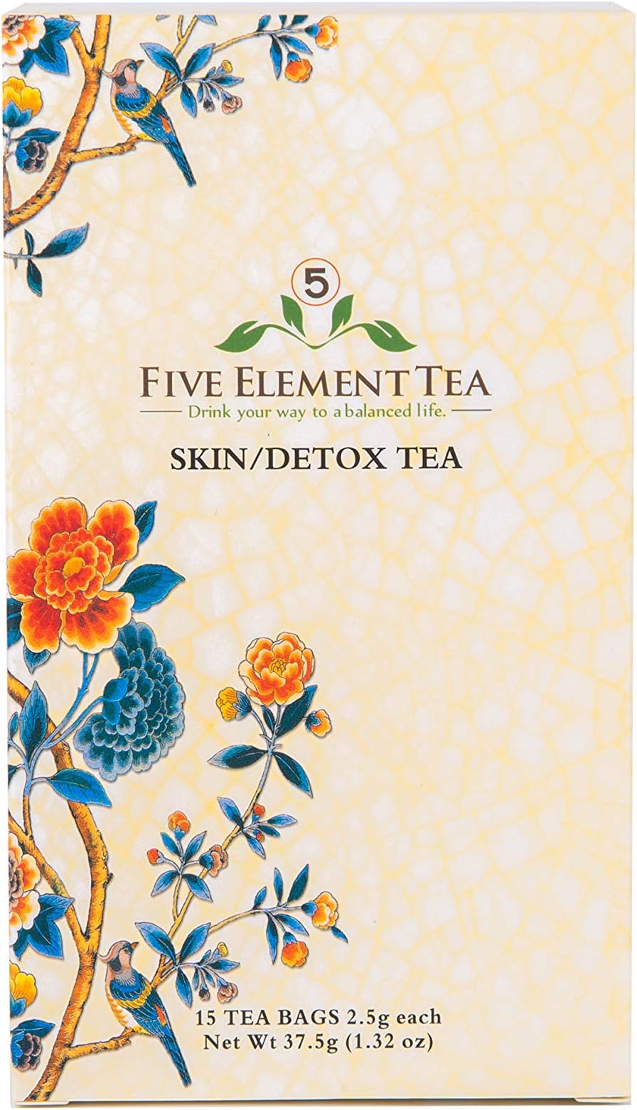 5 Element Tea - Herbal Tea for Skin and Detox to Reduce Halitosis (Bad Breath), Diminish Acne, and Calm Rashes