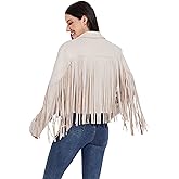 Fahsyee Fringe Leather Jacket Women, Western Cowgirl Outfits for Women Country Concert Wear Suede Cropped Coat S-XXL