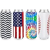 Heyah 4 Pack 12oz Slim Beer Can Cooler Sleeves, Neoprene Beer Can Cooler Bulk, Collapsible Insulators Cooler Cover Fits for White Claw/Spiked Seltzer and More