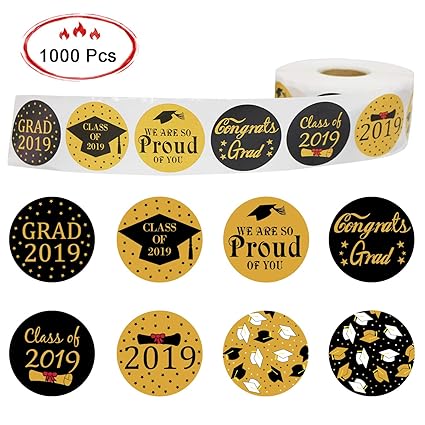 Mosoan 2019 Graduation Stickers Graduation Announcement Seals Graduation Party Favor Stickers Round Circle Stickers For Envelope Invitations