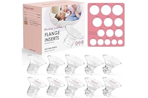 Nursi Luna Flange Sizing Kit with 10PCS Flange Inserts 13/15/17/19/21mm, Nipple Measurement Tool, Silicone Breast Pump Flange Insert Kit for 24mm Electric Breast Pumps, Breastfeeding Essentials Kit
