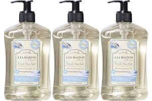 A LA MAISON French Liquid Hand Soap, Fresh Sea Salt - Natural Hand Wash Made with Essential Oils - Biodegradable, Plant-Based, Vegan, Cruelty-Free, Alcohol & Paraben Free (16.9 oz, 3 Pack)