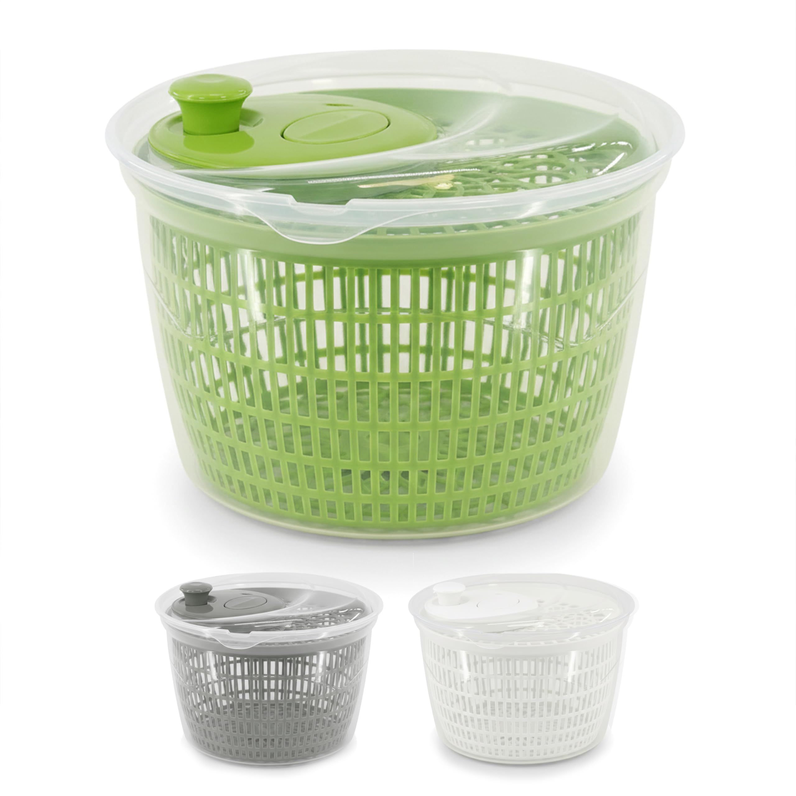 GEEZY Manual Salad Spinner - Vegetable Washer & Lettuce Dryer with Colander Basket - Kitchen Gadget for Fruit, Greens & Pasta, Assorted Colours, 24cm