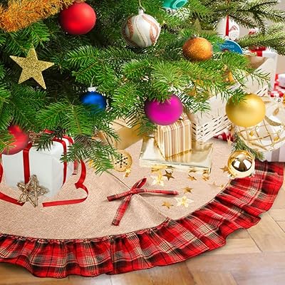 48 inch Plaid Ruffle Edge Christmas Tree Skirt, Red Nigeria Ubuy