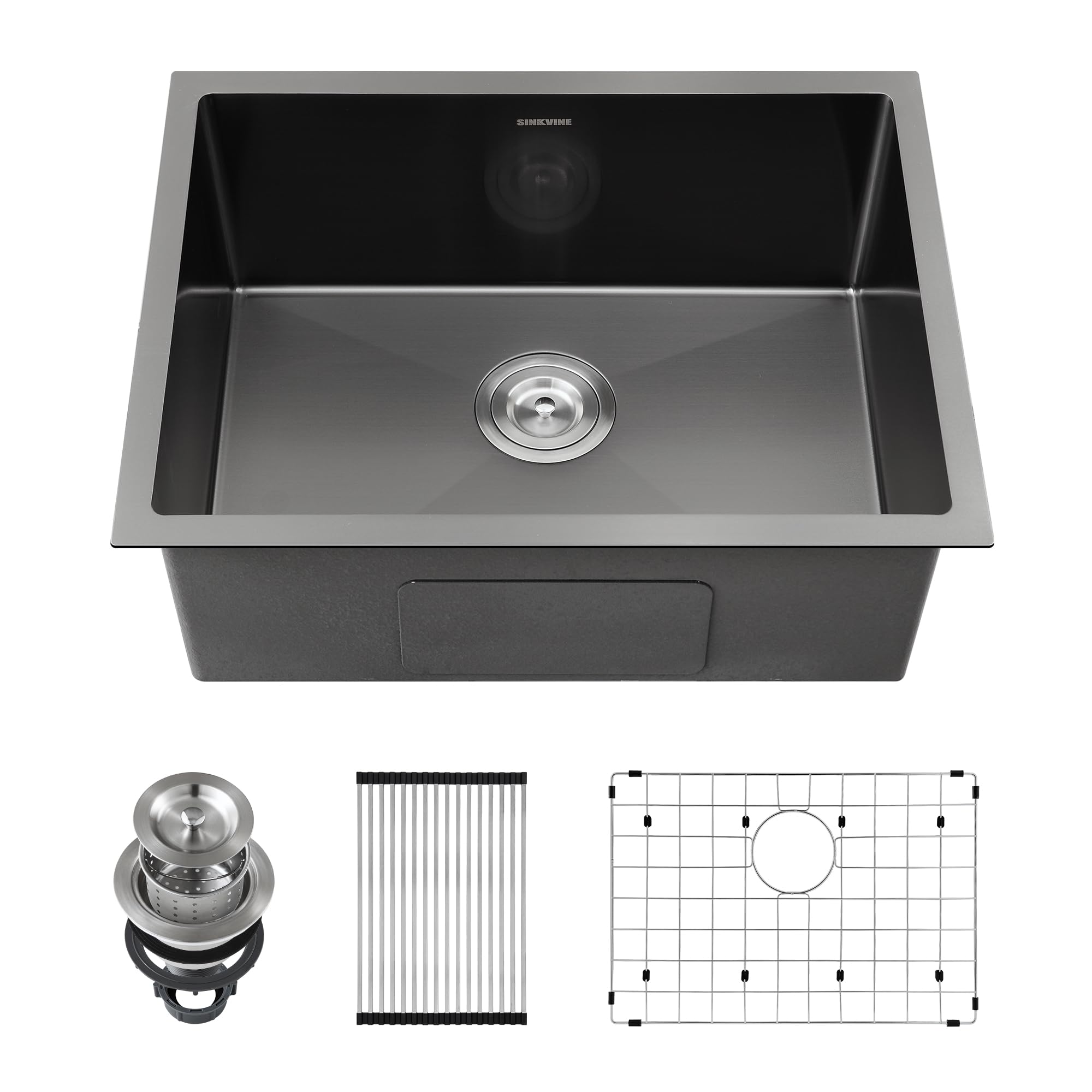 Black Kitchen Sink Undermount, SINKVINE Stainless
