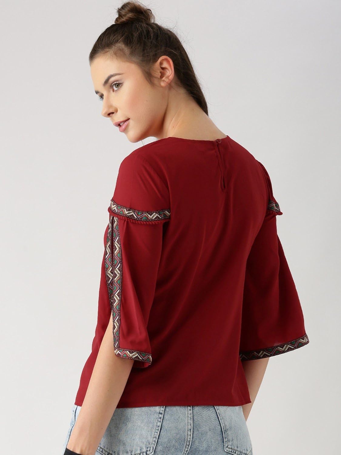 marie claire women's top (mc628--s, brown, small)