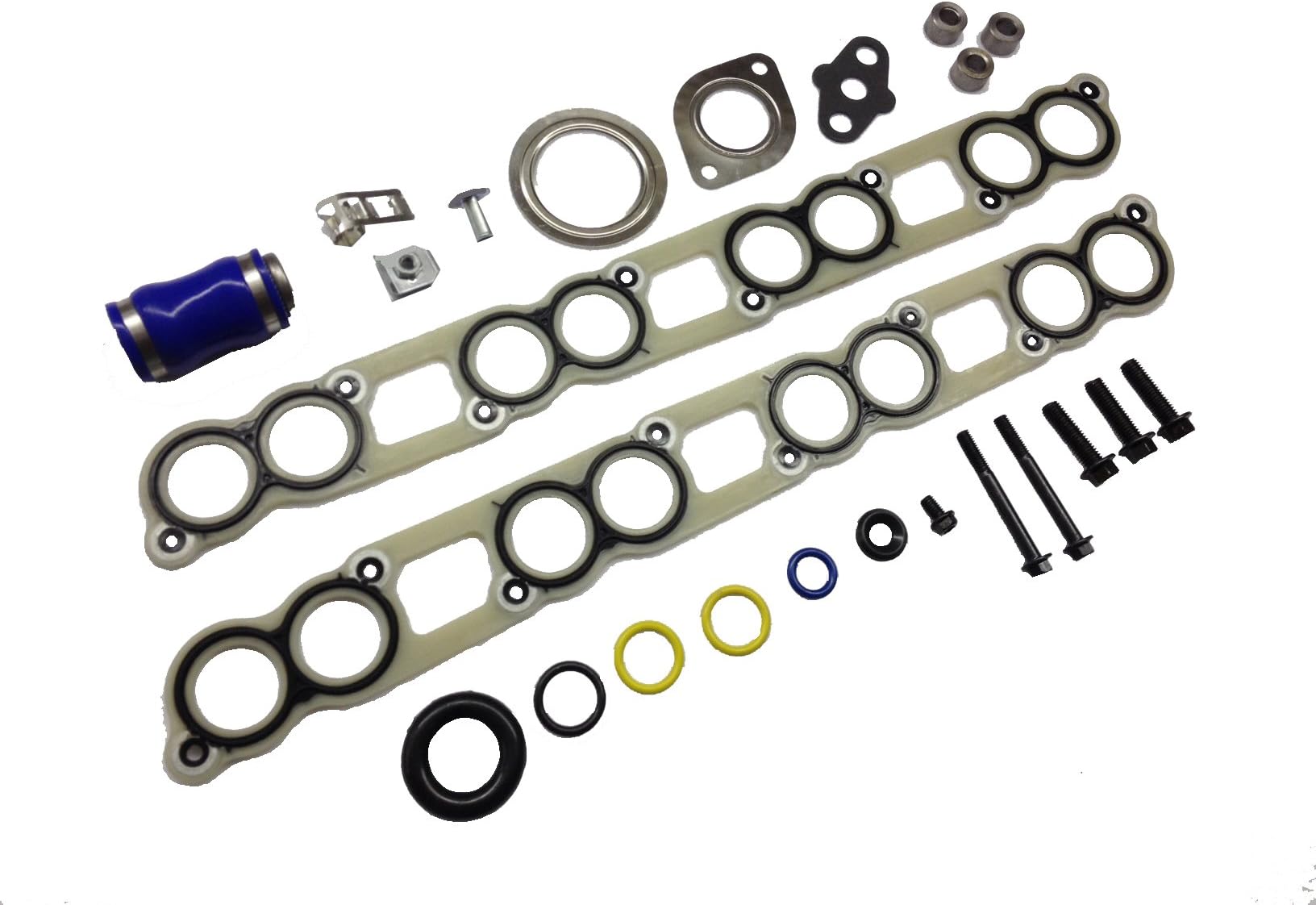 6.0L intake manifold gasket set with EGR Cooler and turbo Installation gasket kit fits: 2003-2007 Ford 6.0L Powerstroke diesel F250 F350 F450 F550 Excursion E-Series