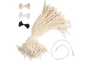 DASSNANE 600pcs 7.7" Waxed Cotton Hanger Tag String Conventional String Thickness Clothing Price Tag String for Shoes Snap Lock, Luggage Label,Gift Tags,3Colors Available