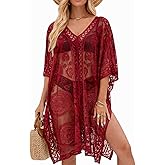 Sexy Elegant Lace Beach Cover Up for Women, Bathing Suit Cover Up, V-Neck Swimsuit Coverup for Poolside, Seaside and Party
