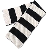 GXIHOUSLGC Black and Grey/White Striped Scarf for Men, Winter Mens Chunky Knitted Scarfs, Thick Mens Scarves