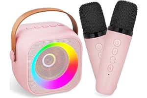 Amazmic Toys for Girls Karaoke Machine for Kids,Birthday Gifts for Girl Age 3 4 5 6 7 8 9 10+Year Old Boy,Portable Speaker for Kid Mini 2 Karaoke Microphones Gift for Home Class Party(Pinkcolor 2Mic)