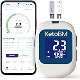 KetoBM Blood Glucose &amp; Ketone Monitoring System - Bluetooth Meter Kit with Free App, Starter Kit with Glucose &amp; Ketone Test Strips &amp; Lancets | Complete Blood Sugar &amp; Keto Testing Kit