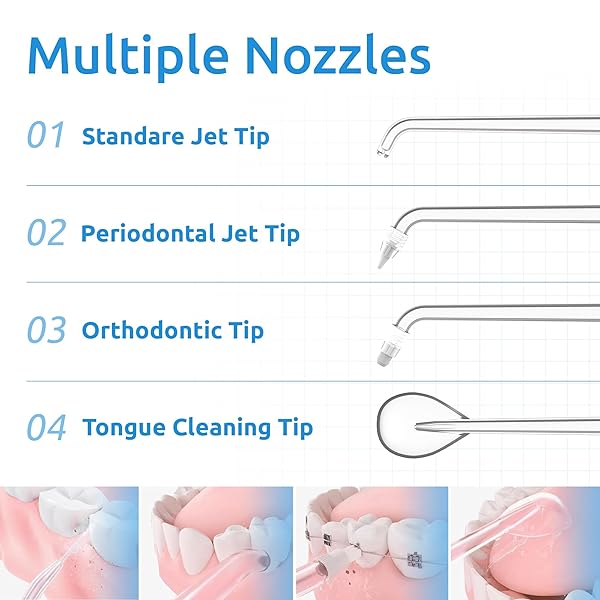 WATER FLOSSER [DENTAL CORDLESS PORTABLE] 6 MODES & IPX7 WATERPROOF RECHARGEABLE ORAL IRRIGATOR WATER TEETH CLEANER FLOSS PICK, HOME USE WATERFLOSSERS FOR BRACES BRIDGES/GUM CARE (WHITE)