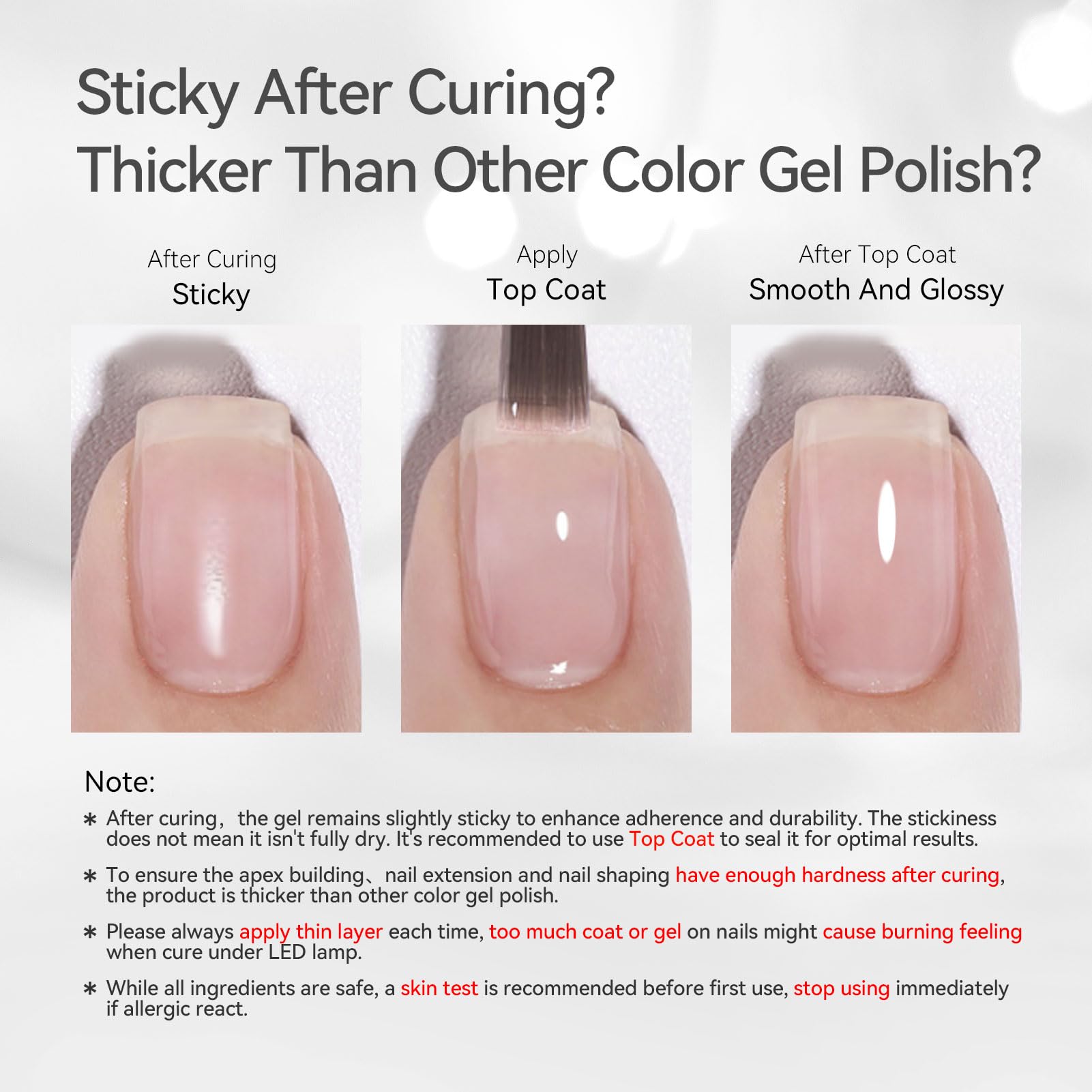 BORN PRETTY Builder Gel for Nails,8-in-1 Clear Builder Nail Gel for Nail Apex and Extension Strengthener,Nail GLue Gel Hard Gel Base Rhinestone Nail Glue Gel in a Bottle 15ml - Image 6