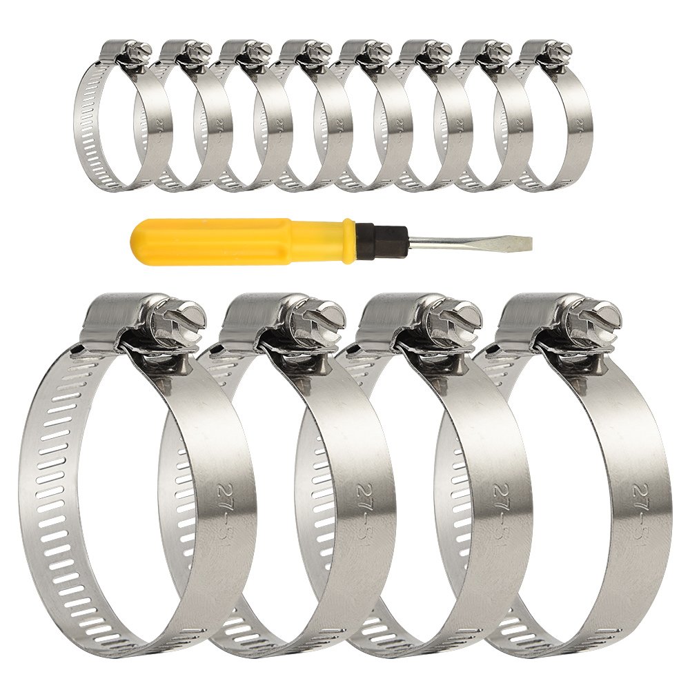 TUPARKA 12 Pcs 2751mm Hose Clips Adjustable Stainless Steel Worm Drive