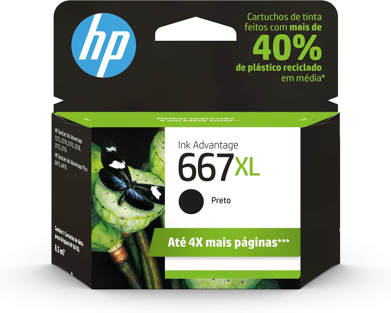 Cartucho HP 667XL Preto Original | (3YM81AB), Para HP Deskjet 2376, 2776, 6476, 5076, 52765076, Impressora HP 5276