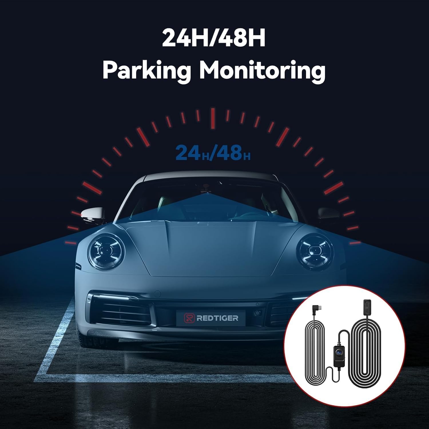 REDTIGER Dash Cam OBD Hardwire Kit Power Cable Type USB C Port,10FT 12V-24V to 5V,for Dash Camera, Low Voltage Protection