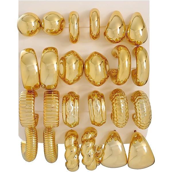 Chunky Gold Hoop Earrings, 18K Gold Plated Waterdrop Earrings Lightweight Hollow Open Hoops Jewelry For Women Gifts