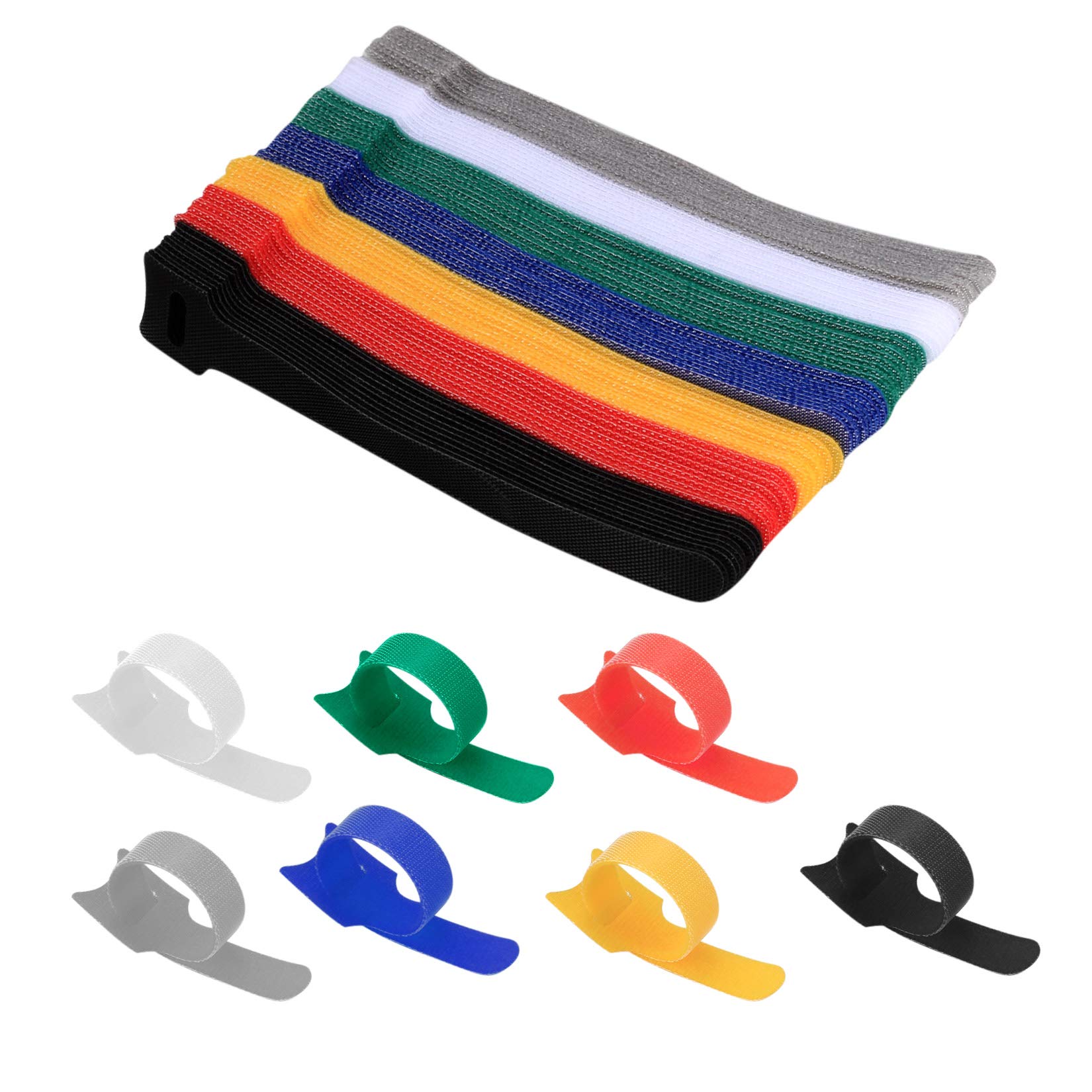 70 Pcs Reusable Cable Ties, Straps Cable Ties, Hook and Loop Straps Cable Ties Organizer Fastener for Home Office Accessories (70) (70)