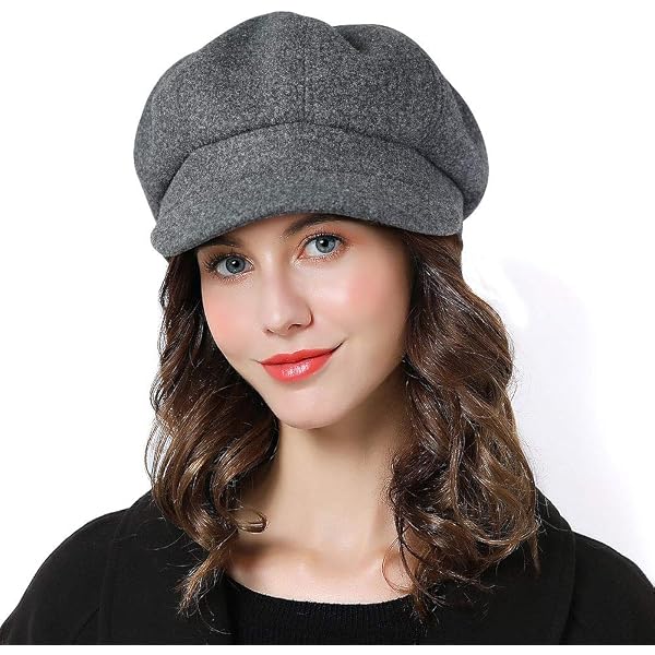 JASMIN DANTIYA Damen Newsboy Cap Aus Lama-Wolle – Achteckige Baskenmütze, Verstellbar, Farbe Pink