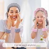 DALAETUS 12 Pc Soft Puffy Spa Headband Wristbands Bubble Net Face Wash Set view 7