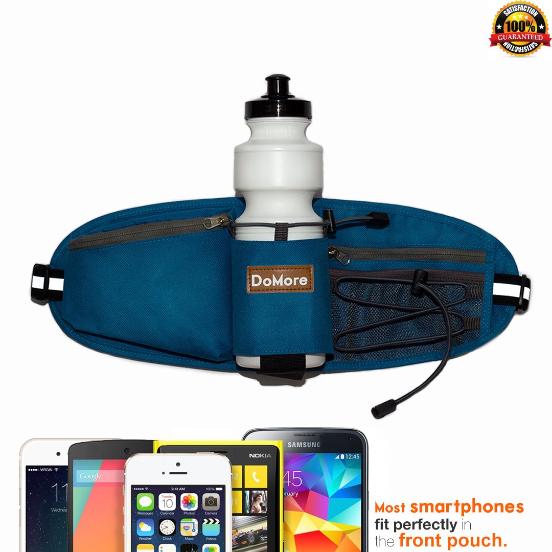 Waterproof, Nylon Hydration Belt for Hiking and Running - Waist Pack with 24 Ounce Water Bottle