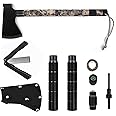 Yeacool Camping Hatchet, Survival Axe, with Sharpener, Sheath, Tactical Axe Multitool, for Camping, Hiking, Survival, Hunting and Emergency