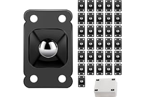 WUHER 32 PCS Mini Casters Wheels Self-Adhesive Stainless Steel Paste Universal Wheel 360 Degree Rotation Storage Box Furniture Bins Bottom Trash Can Caster (Black)