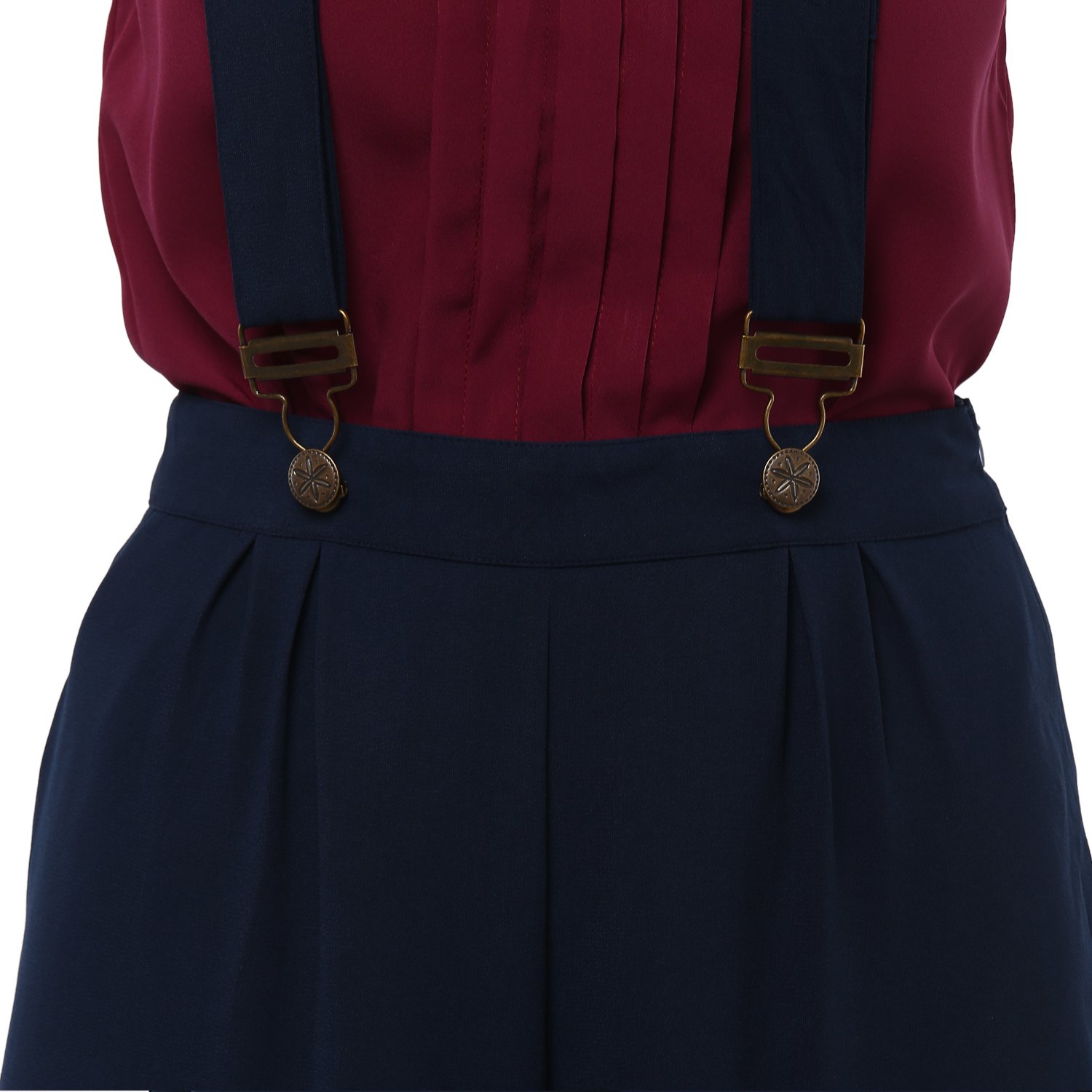 bohobi women's navy blue ankle length dungaree