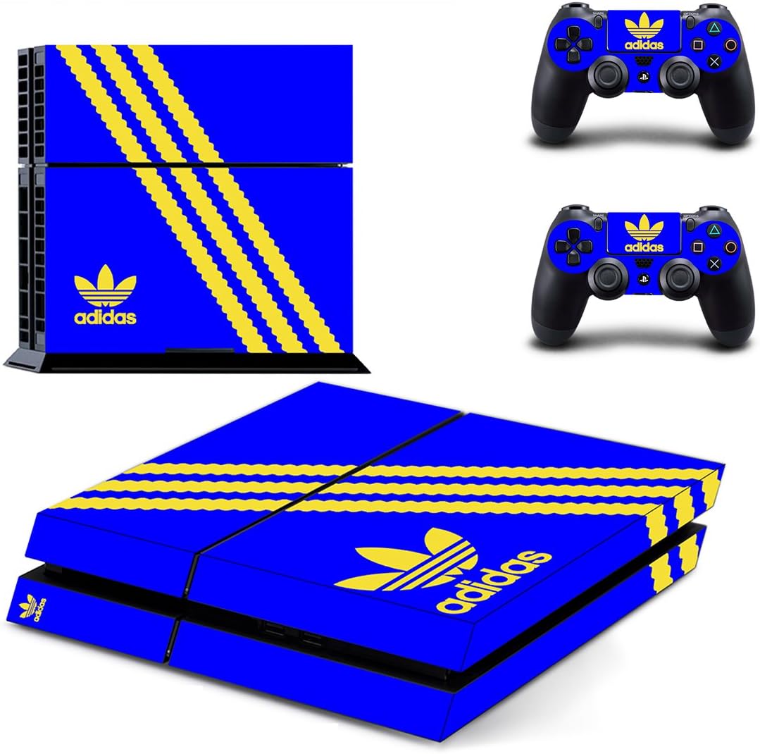 Ambur® Protective Vinyl Skin Decal Cover for Sony PlayStation 4 PS4 Console & Remote DualShock 4 Controller Sticker Skins - ps4 skin adidas (1 Console Sticker + 2 Controller Stickers)