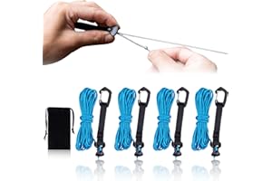 HIKEMAN 4 Pack Guy Lines-Ultralight Tent Cords with Locking Carabiner Clip, 2mm 100% Nylon Guylines Ropes for Outdoor Camping Tent Tarp,Climbing,Hiking Backpacking (Blue, 4M)