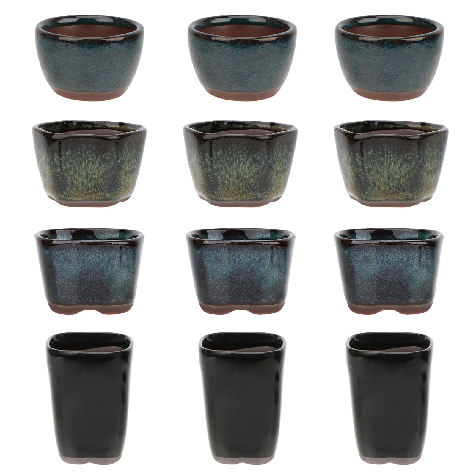 happy bonsai 12 pc Mini Glazed Pots 1.6 Inch (4cm)