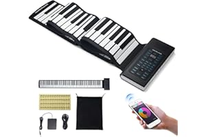 VEVOR 88 Keys Roll Up Keyboard Piano, 128 Rhythms, 128 Tones Portable Electric Digital Hand Roll Piano with Rechargeable Batt