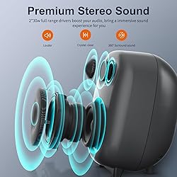 BESTISAN Bookshelf Speakers, 60 Watt Powered Studio