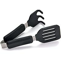 Norpro Grip-EZ Grab and Lift Silicone Tongs, Set of 1, Black