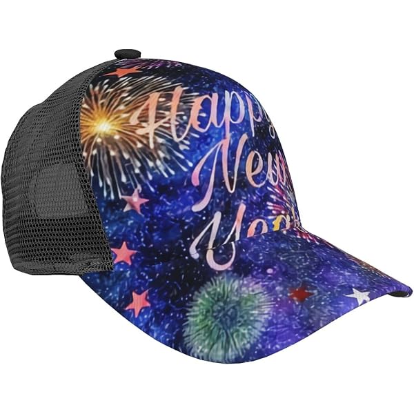 4551 Happy New Year Baseball Cap Christmas Trucker Hat For Men Women Baseball Cap, Christmas Vintage Red Truck Trucker Hats Women  main image 4