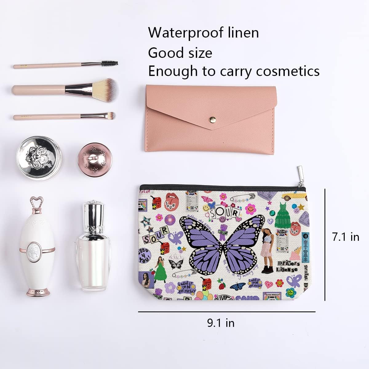 Feiqylly 3 Pcs Canvas Makeup Bag for Singer Fans gifts,Music Lovers gifts Merch Birthday gifts, Reusable Cosmtic Bag for Women