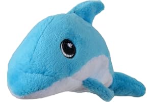 SmartPetLove Tender-Tuffs Tiny - Tough Plush Dog Toys for Puppies and Small Breeds - Stuffed Blue Dolphin with Puncture Resistant Squeaker