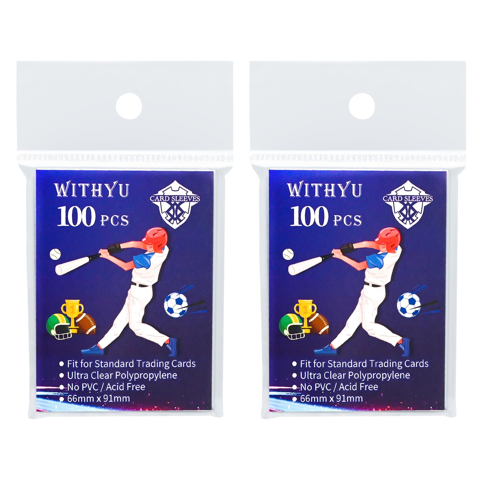 200 Pcs Soft Trading Card Sleeves, Top Loading Penny Card Sleeves for Standard Cards 2.5" X 3.5"，Ultra-Clear Card Protector for Game Cards, Football,Sports Cards,Mini Photos
