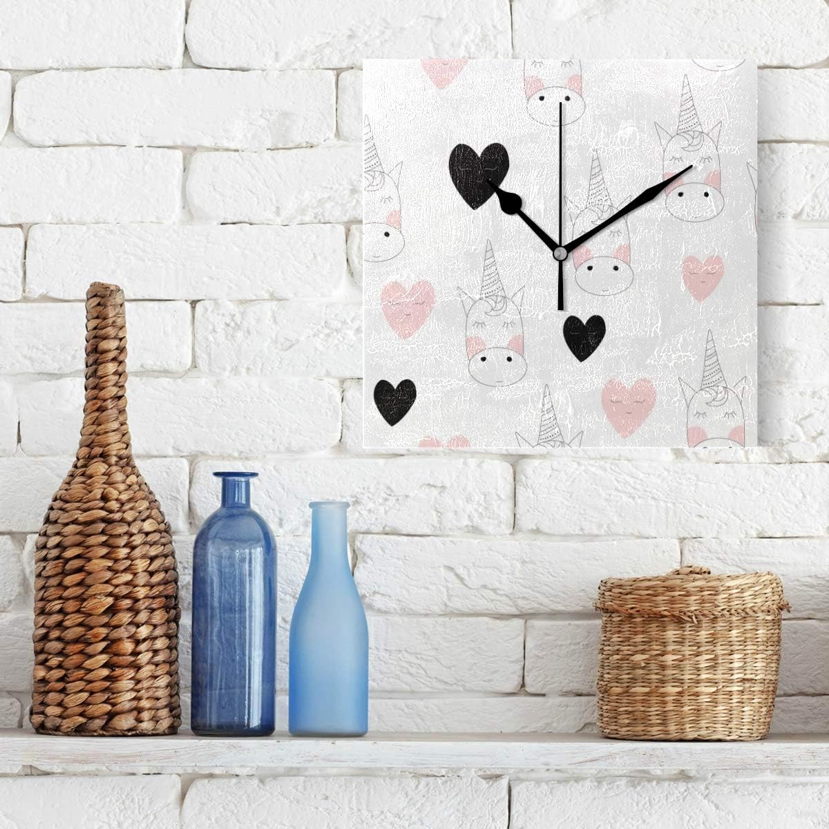 Amazon Co Jp 時計 ユニコーン かわいい 連続秒針 シンプル 飾り 正方形 置時計 四角 高級 壁飾り 壁掛け時計 インテリア 素朴 プレゼント ホーム飾り 簡約 創意 軽量 雰囲気 ギフト ホーム キッチン