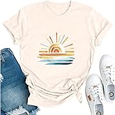 Women's Crewneck Short Sleeve Shirt Soft and Breathable Sun Graphic tees Fun and Fashionable Tops