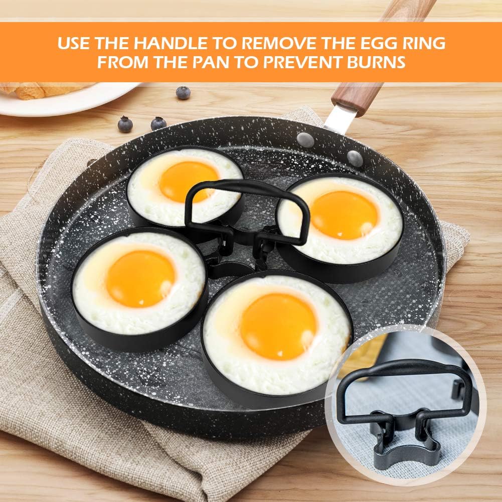 Egg Ring Set Maxjaa 4pcs Aluminum Alloy Egg Rings Round Non Stick Metal Egg Rings With Handle For Fried And Poached Egg Pancake Sandwiches Amazon Co Uk Kitchen Home