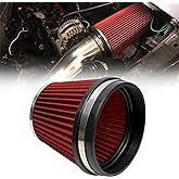 RYANSTAR Racing 6 Inch Cone Air Filter 152mm High Flow 155mm Tall Washable | Closed-top clamp-on dry cone air filter with washable design, improves airflow, compatible with cars and motorcycles.