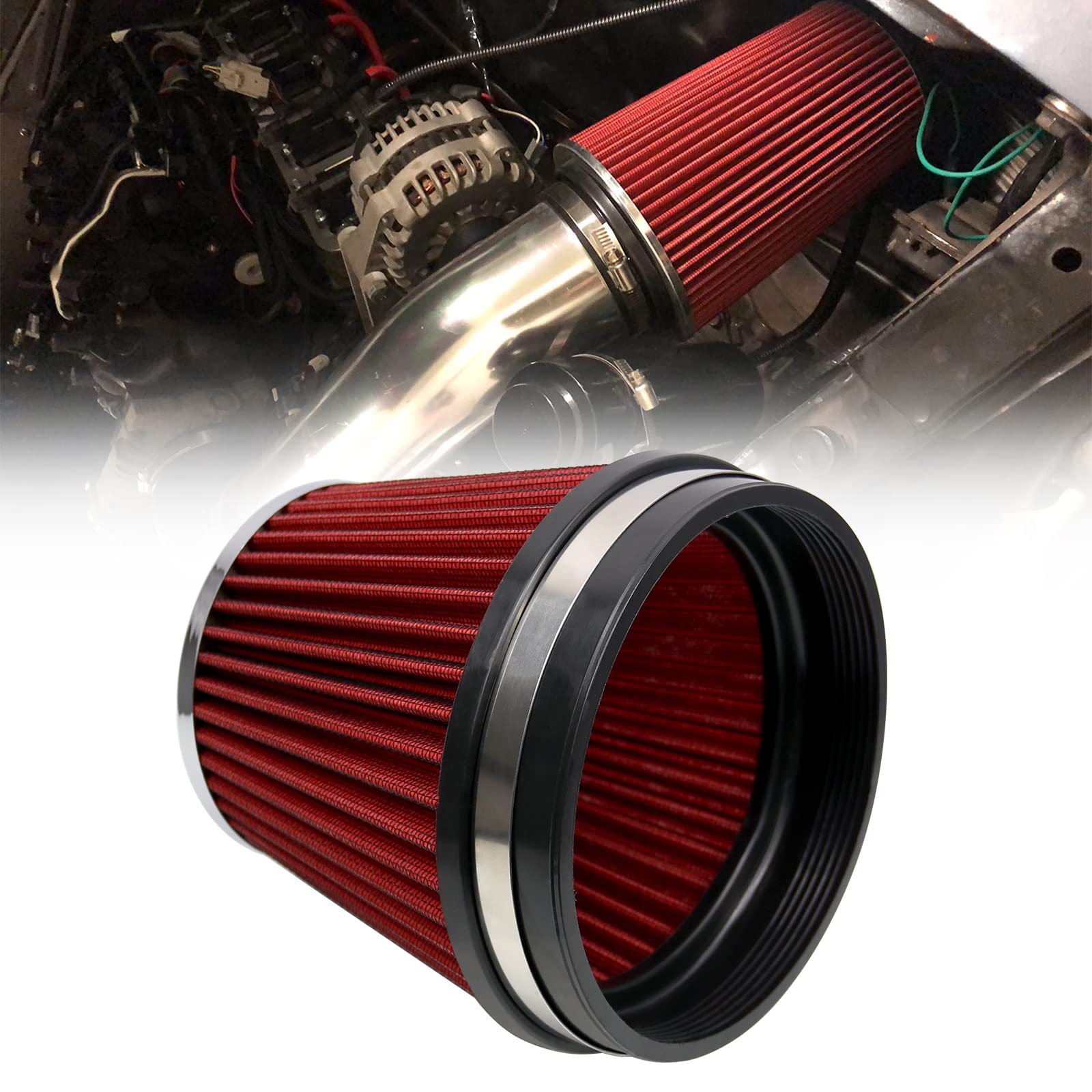 Photo 1 of RYANSTAR RACING 152mm 6" High Flow Round Tapered Cone Closed-Top Washable Clamp-On Dry Air Filter short 155mm tall