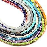 Natural Stone Beads Turquoise Crystal Gemstone Punch Loose Beads Natural Gemstone Beads for Jewelry Making DIY for Bracelet Necklace Accessories (2 Strands Mix Style)