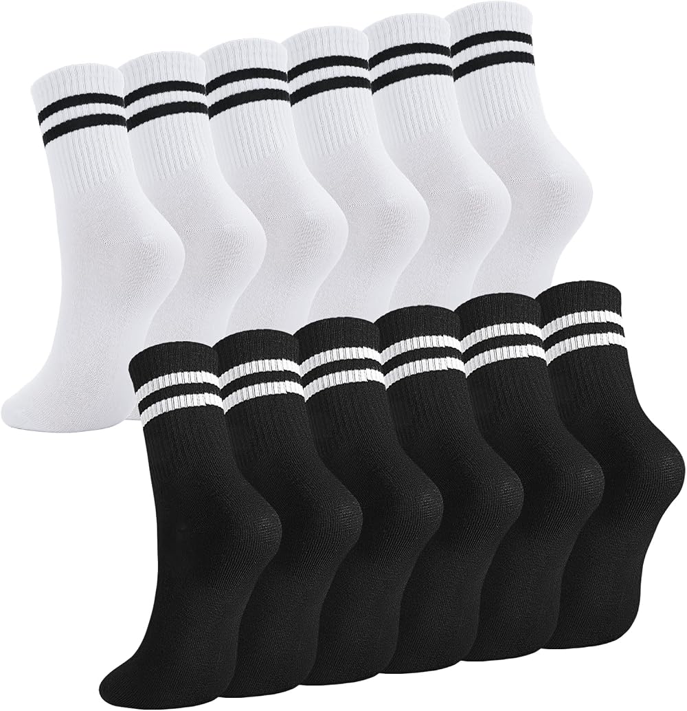 Zuimei 6 Pairs Ladies Socks Sports Gym Ankle Cotton Multicolor Half Cushioned