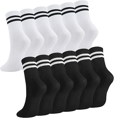 Zuimei 6 Pairs Ladies Socks Sports Gym Ankle Cotton Multicolor Half Cushioned