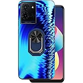 DAMONDY for TCL K33 5G Case Compatible for TCL K32 5G Phone Case Alcatel T513 5G Cover with Ring Holder Stand Slim Wave Pattern Design for Women Girls Soft TPU Shockproof Full Body Protective -Blue